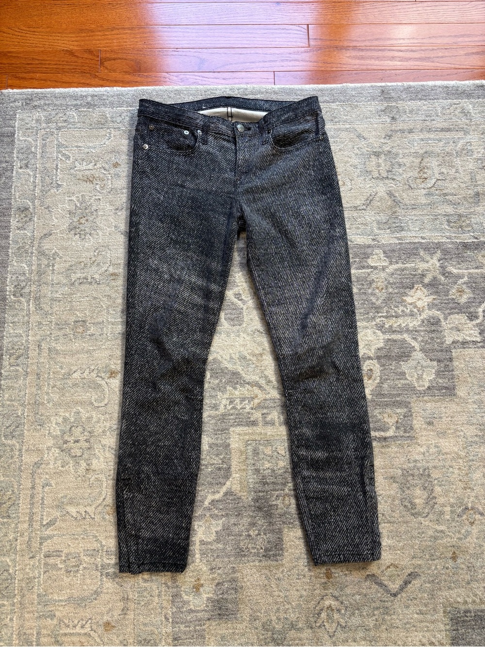 Helmut Lang Ankle Skinny Moto Jeans Size 27 Black and White